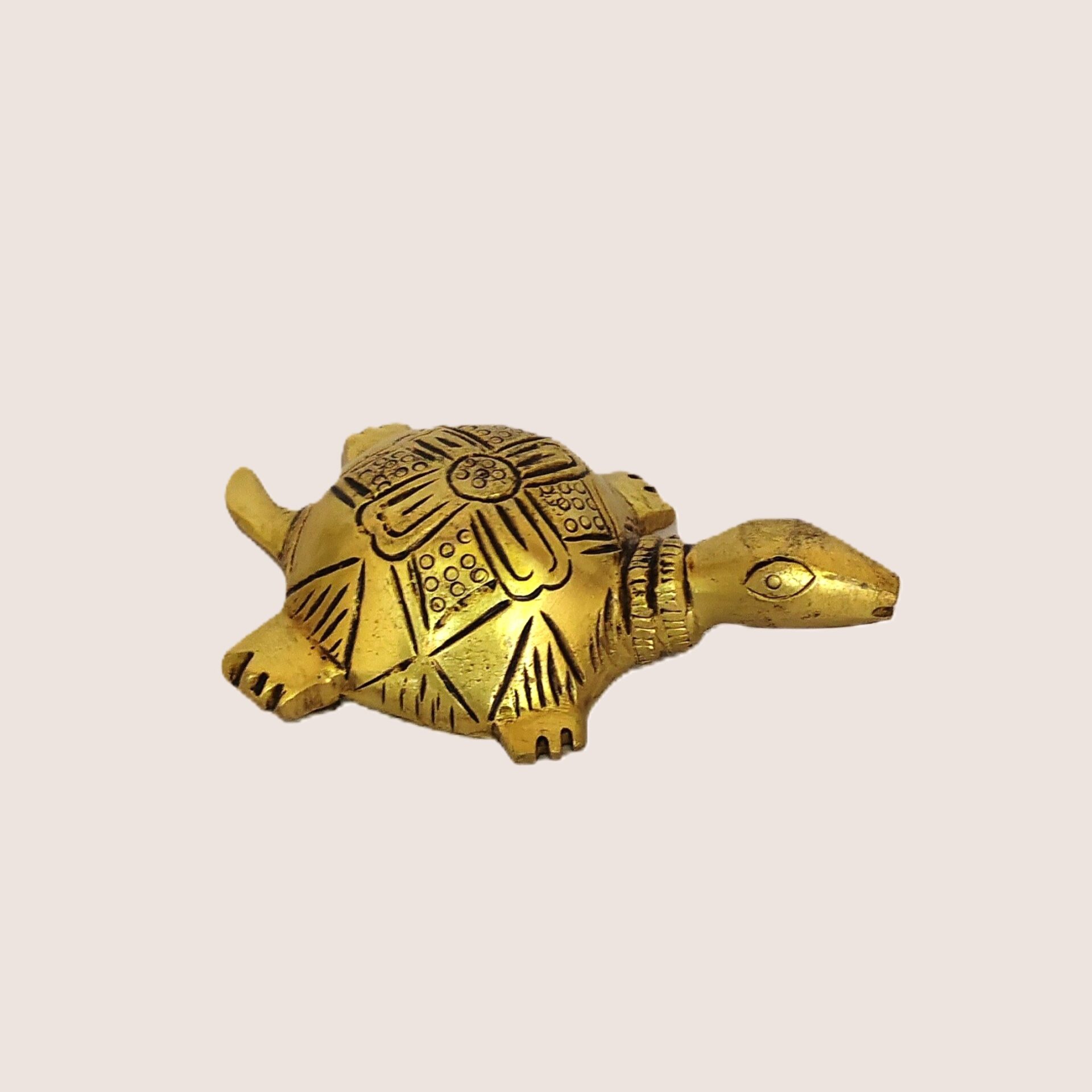 Handcrafted Brass Tortoise Figurine with Engraved Floral Shell | Vastu Feng Shui Good Luck Kachua Statue for Home, Office, Pooja Decor & Auspicious Gifting