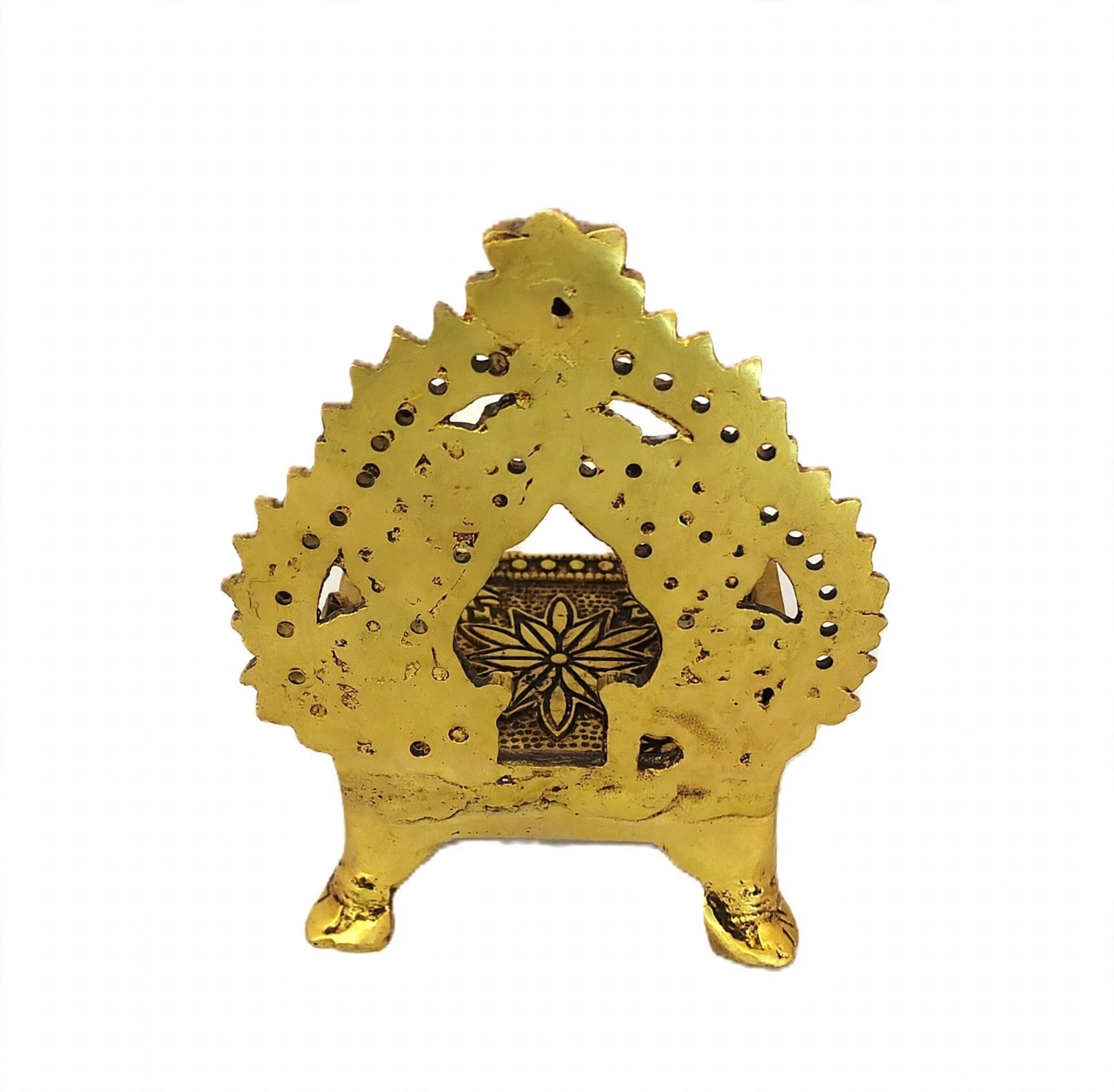 Brass Singhasan for Ladoo Gopal, Traditional Pooja Chowki Mandir Seat, Decorative Temple Throne, Metallic Finish - Image 3