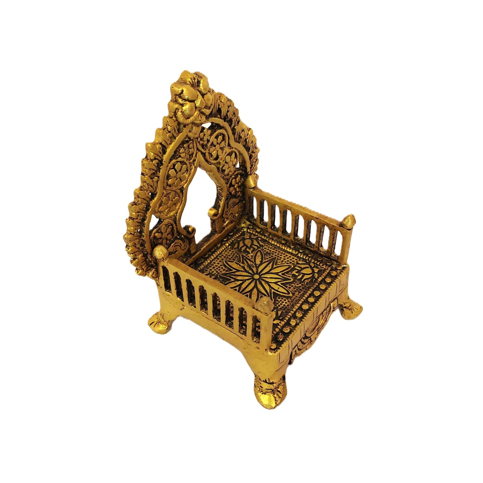 Brass Singhasan for Ladoo Gopal, Traditional Pooja Chowki Mandir Seat, Decorative Temple Throne, Metallic Finish - Image 4