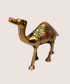 Handcrafted Brass Camel Figurine with Floral Engraving | Vastu Feng Shui Showpiece for Home, Office, Table Decor & Artistic Gifting