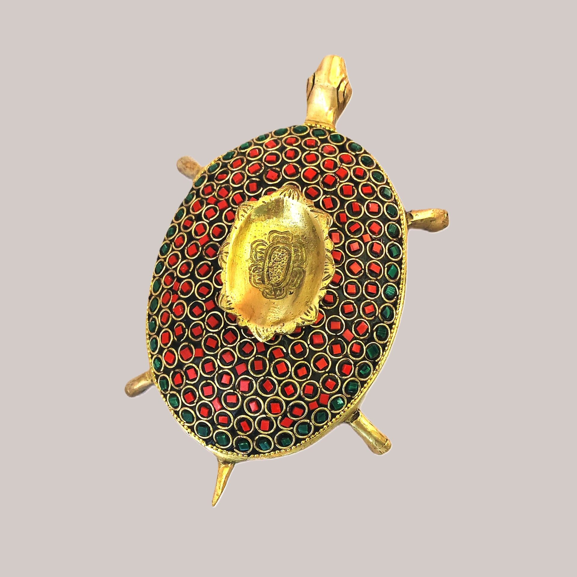Brass Turtle Diya (Kachhua Deepak) with Stone Work | Vastu Tortoise Diya for Home, Office, Puja & Decorative Gift - Image 3