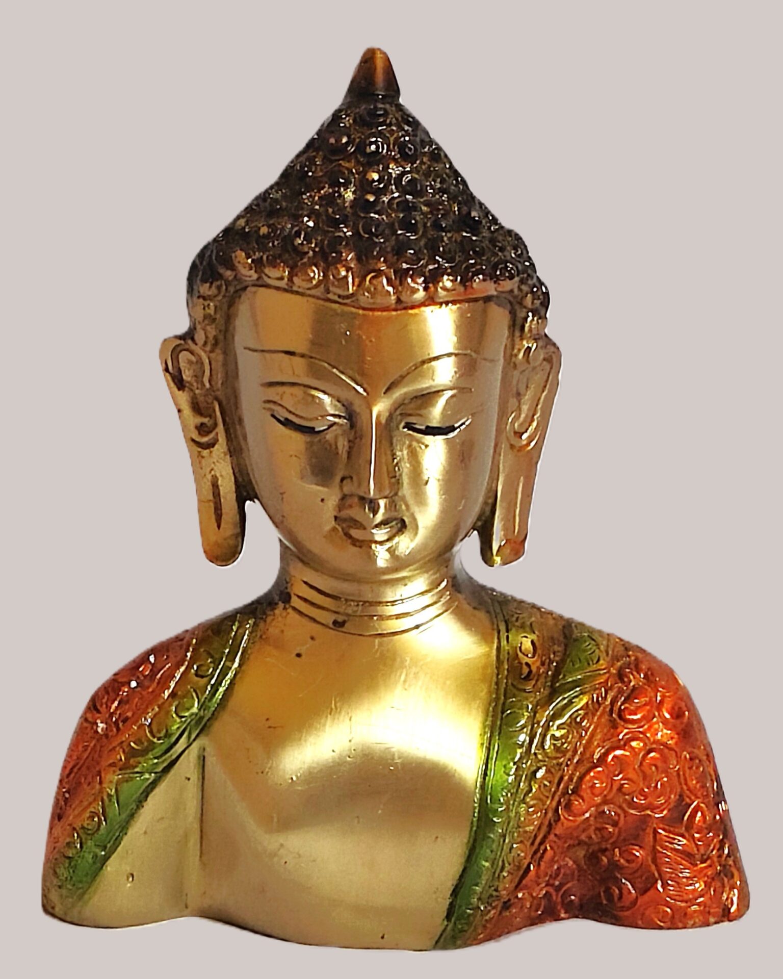 Buddha Ji Bust Brass Idol | Buddh Ji Metal Statue | Lord Budhha Sculpture | for Home, Office, Puja | Religious Figurines | Decorative Murti Gift Showpiece - Image 2