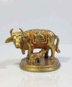 Handcrafted Kamdhenu Cow and Calf Idol | Available in Copper & Antique Finish | Vastu Gau Mata Murti for Home, Pooja Room & Auspicious Gifting