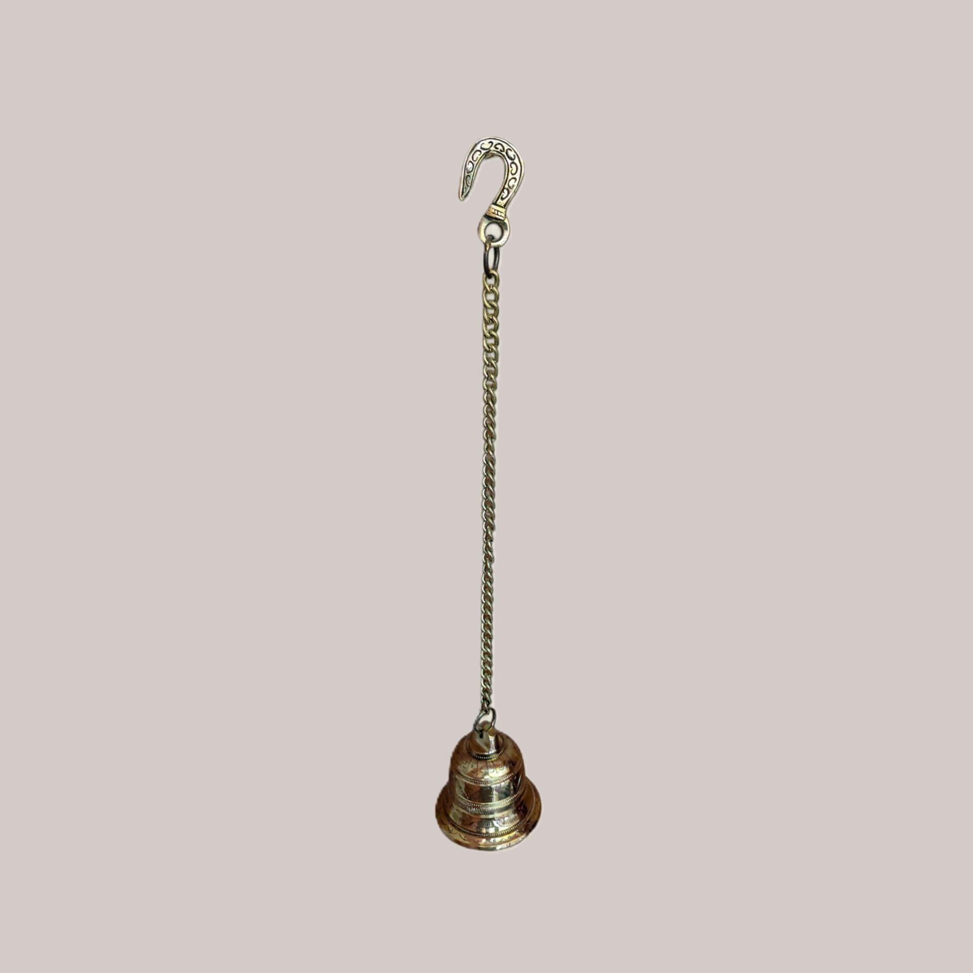 Hand-Engraved Brass Hanging Temple Bell with Chain | Traditional Mandir Ghanti for Pooja Room, Home Entrance & Auspicious Vastu Decor Gift - Image 4