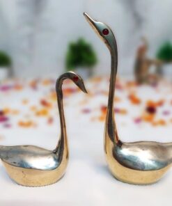 Decorative Swan Brass Idol Pair | Metal Statue | Swan Sculpture | for Home Decor, Office, Puja | Animal Figurines | Decorative Brass Gift Showpiece