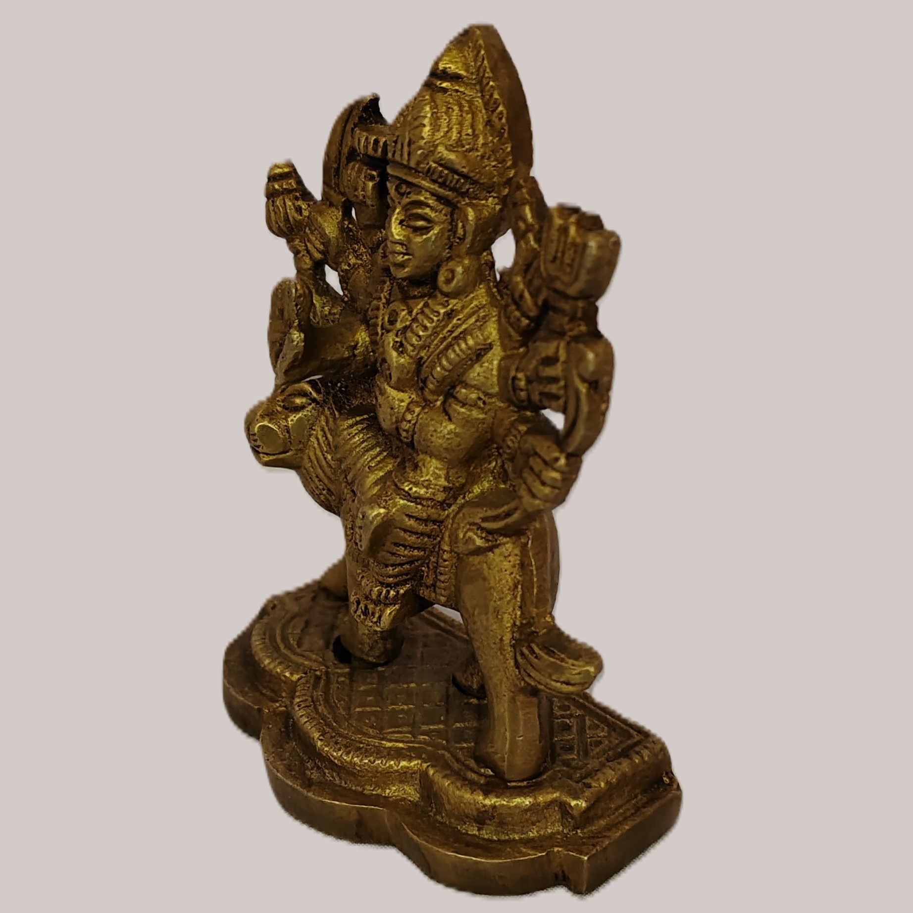 Handcrafted Brass Ashtabhuja Durga Maa Idol on Lion Vahana | Vastu Mahishasuramardini Devi Statue for Shakti, Protection, Courage, Home Temple & Navratri Decor - Image 3