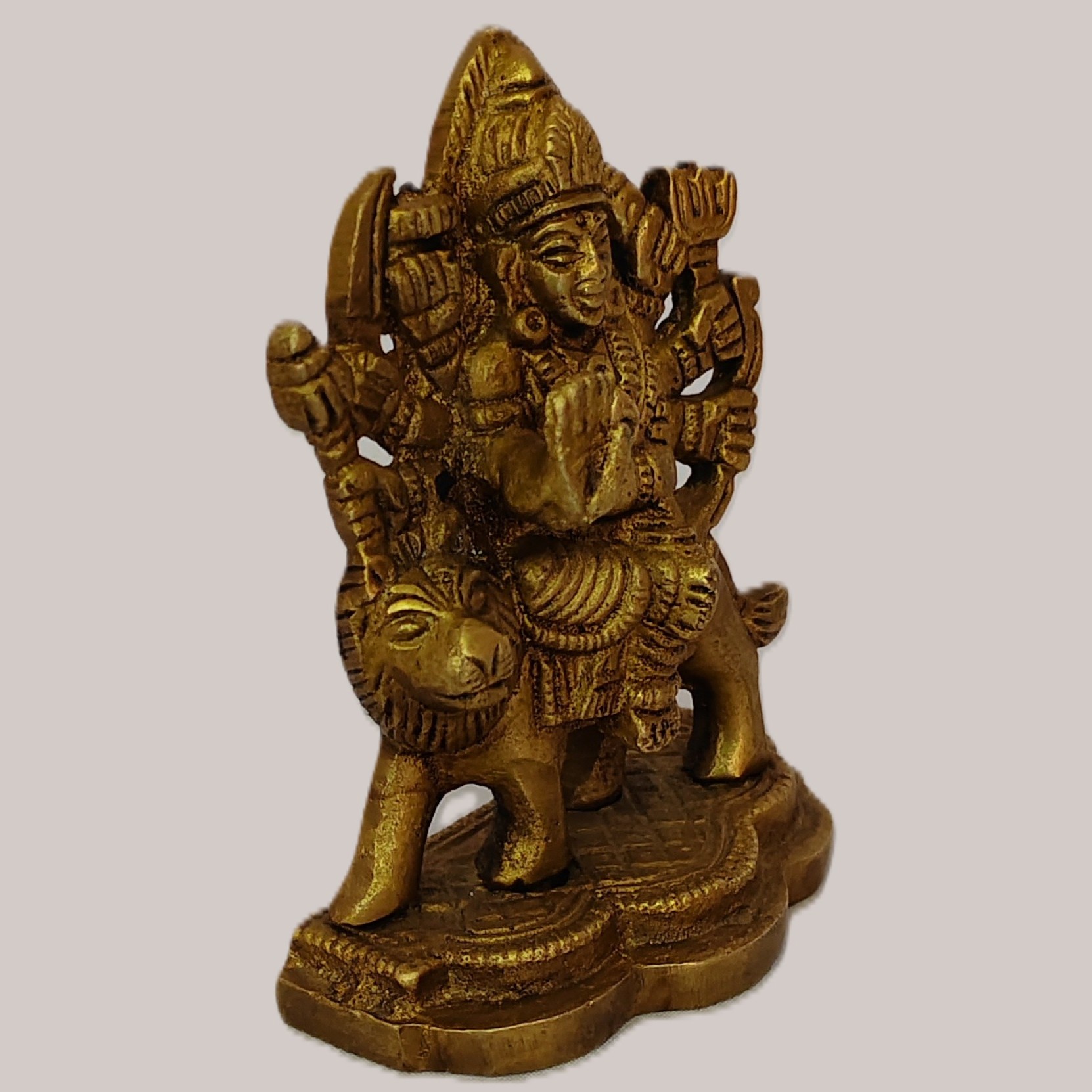 Handcrafted Brass Ashtabhuja Durga Maa Idol on Lion Vahana | Vastu Mahishasuramardini Devi Statue for Shakti, Protection, Courage, Home Temple & Navratri Decor - Image 5