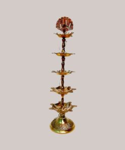 Decorative 5 Step Bulb Diya | Pure Brass Deepak | For Home, Office, Puja | Diwali Festival Gift Showpiece