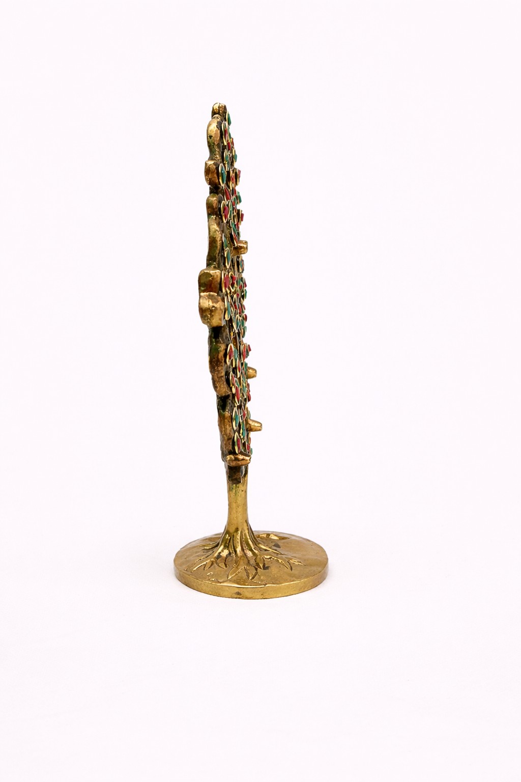 Handcrafted Brass Tree of Life Showpiece with Multicolor Stone Inlay | Available Single or Pair | Vastu Feng Shui Home Office Decor & Auspicious Gift - Image 4