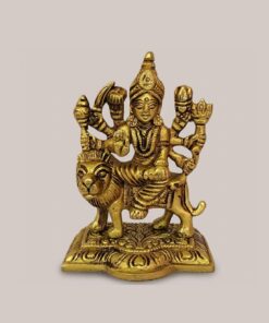Handcrafted Brass Durga Maa Idol on Lion | Vastu Mahishasuramardini Ashtabhuja Devi Statue for Protection, Strength, Home Temple, Navratri Puja & Shakti Worship
