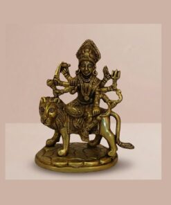 Handcrafted Brass Durga Mata Idol on Lion Vahana | Vastu Ashtabhuja Mahishasuramardini Devi Statue for Shakti, Protection, Home Temple & Navratri Puja Decor