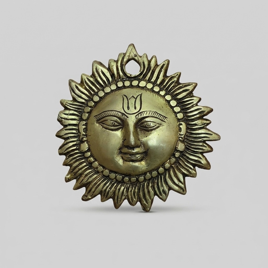 Handcrafted Brass Surya Sun Face Wall Hanging | Vastu Feng Shui Sun God Decor for Main Door, Home Entrance, Office & Auspicious Energy Gifting - Image 2