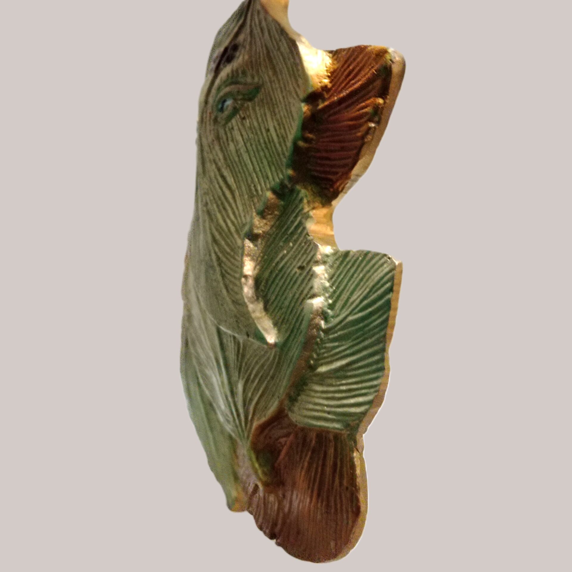 Brass Leaf Ganesha Wallpiece Pair | Ganesh Metal Statue | Leaf Art Sculpture | For Home Decor, Office, Puja | Wall Art Figurines | Decorative Brass Gift Showpiece - Image 2
