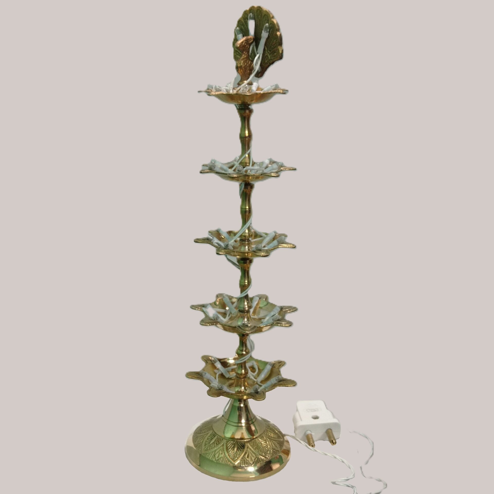 Decorative 5 Step Bulb Diya | Pure Brass Deepak | For Home, Office, Puja | Diwali Festival Gift Showpiece - Image 2