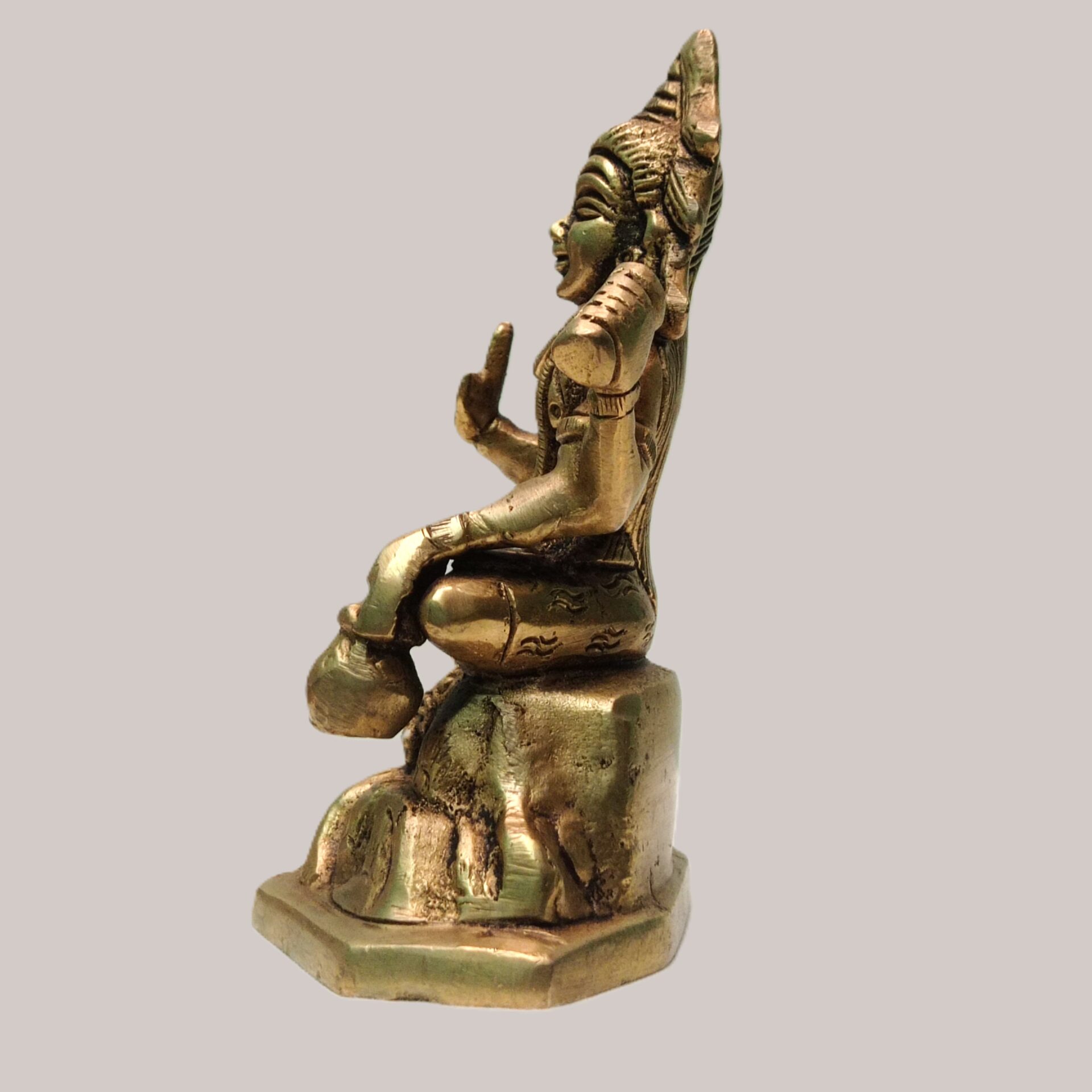 Lord Shiva Meditating Brass Idol | Bholenath Metal Statue | Shankar Ji Sculpture | Antique Gold | For Home, Office, Puja | Religious Figurines | Decorative Murti Gift Showpiece - Image 4
