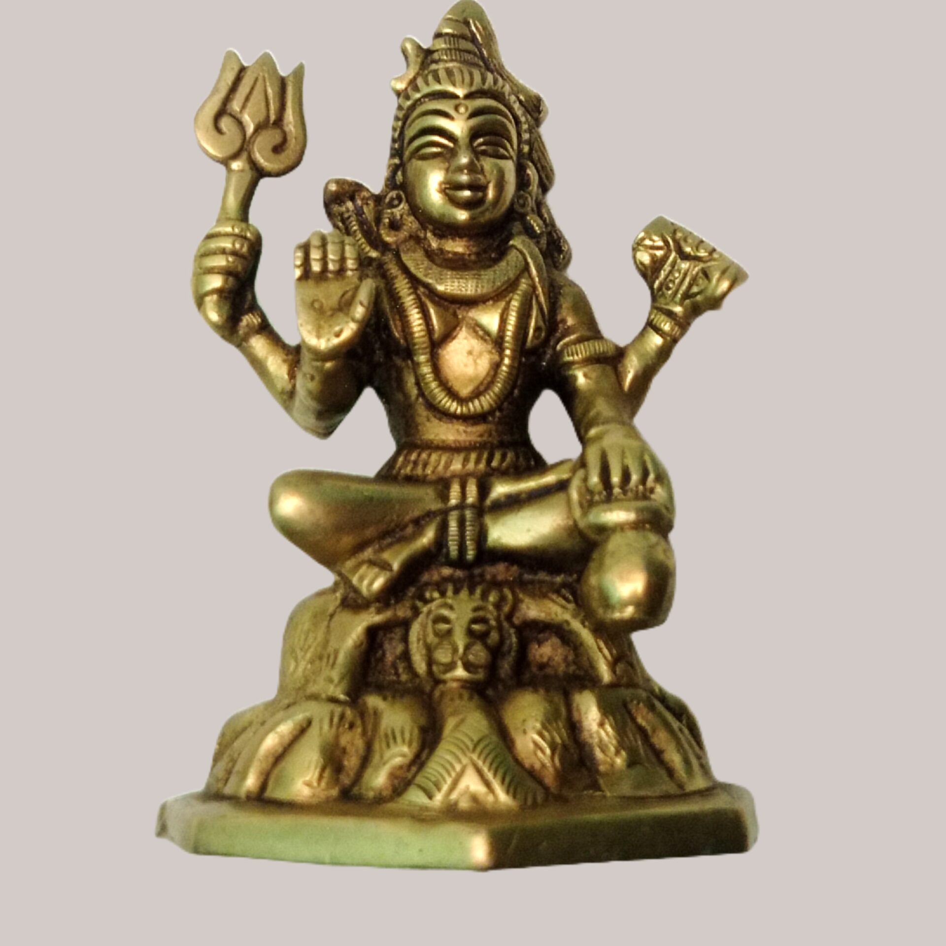 Lord Shiva Meditating Brass Idol | Bholenath Metal Statue | Shankar Ji Sculpture | Antique Gold | For Home, Office, Puja | Religious Figurines | Decorative Murti Gift Showpiece - Image 2