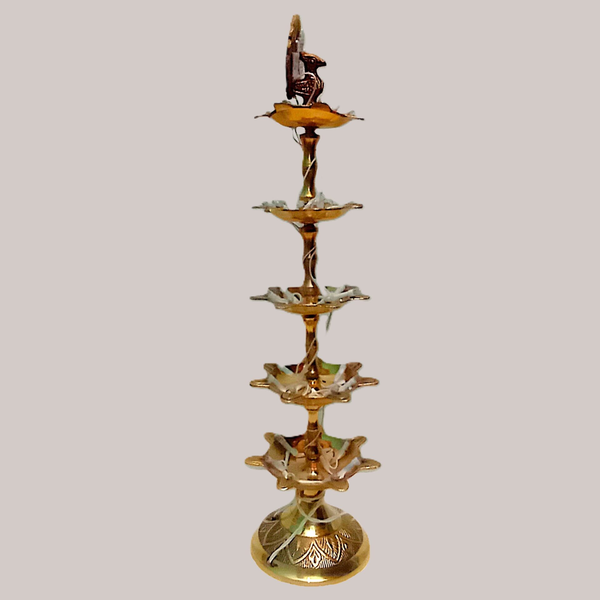 Decorative 5 Step Bulb Diya | Pure Brass Deepak | For Home, Office, Puja | Diwali Festival Gift Showpiece - Image 3