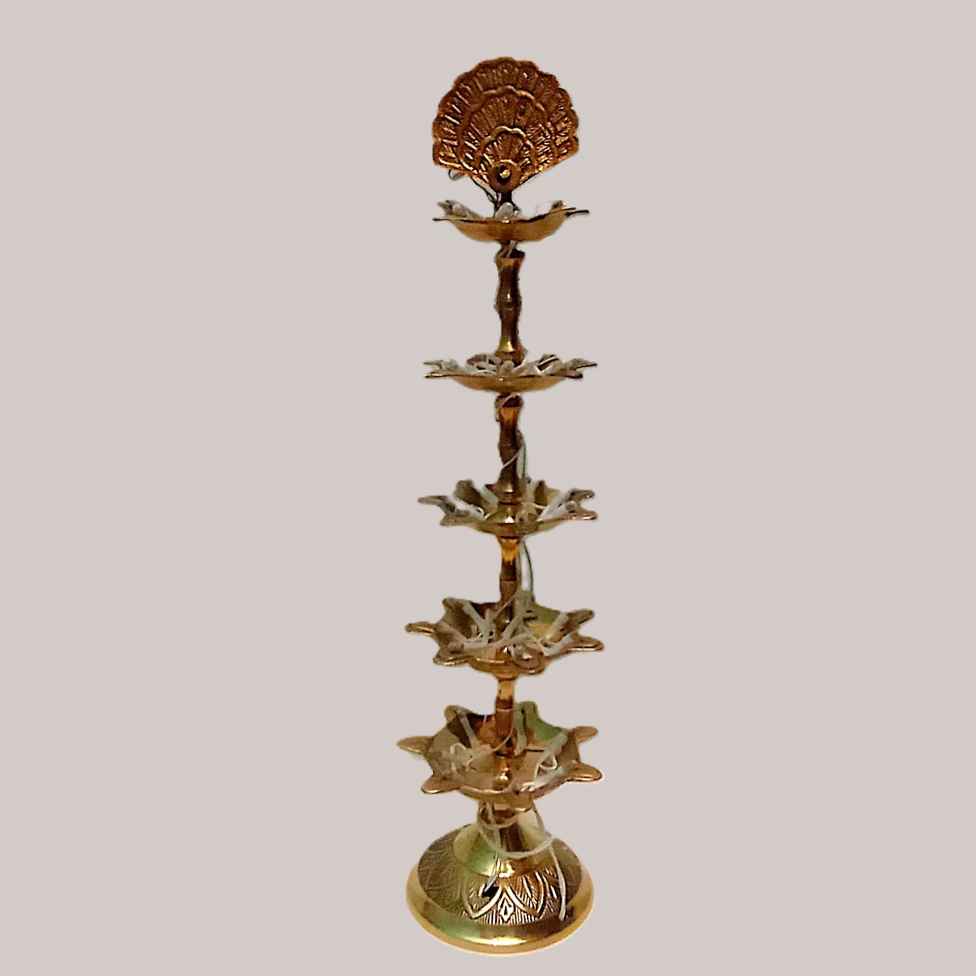 Decorative 5 Step Bulb Diya | Pure Brass Deepak | For Home, Office, Puja | Diwali Festival Gift Showpiece - Image 4