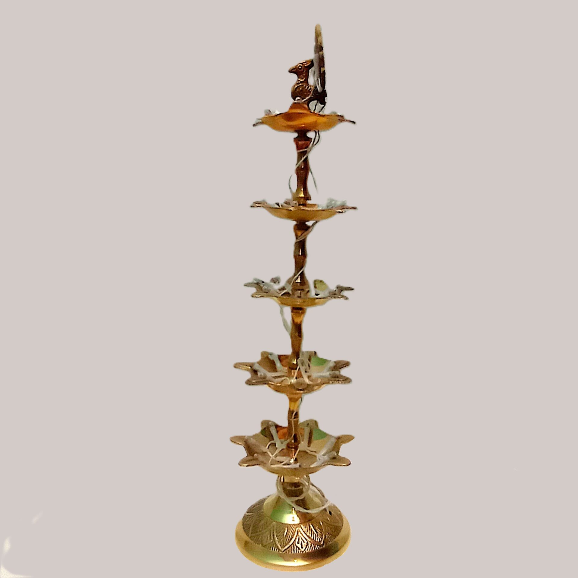 Decorative 5 Step Bulb Diya | Pure Brass Deepak | For Home, Office, Puja | Diwali Festival Gift Showpiece - Image 5