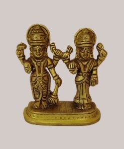 Handcrafted Brass Lakshmi Narayan Idol Standing Together | Vastu Vishnu Lakshmi Murti for Home Temple, Pooja Room, Wealth Prosperity & Auspicious Couple Gifting