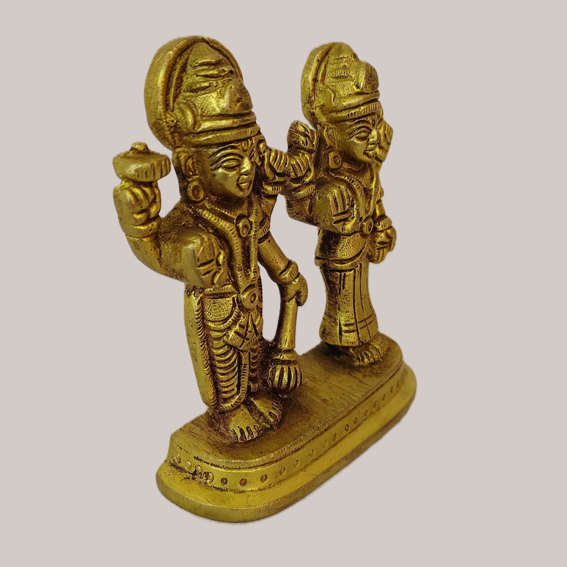 Handcrafted Brass Lakshmi Narayan Idol Standing Together | Vastu Vishnu Lakshmi Murti for Home Temple, Pooja Room, Wealth Prosperity & Auspicious Couple Gifting - Image 2