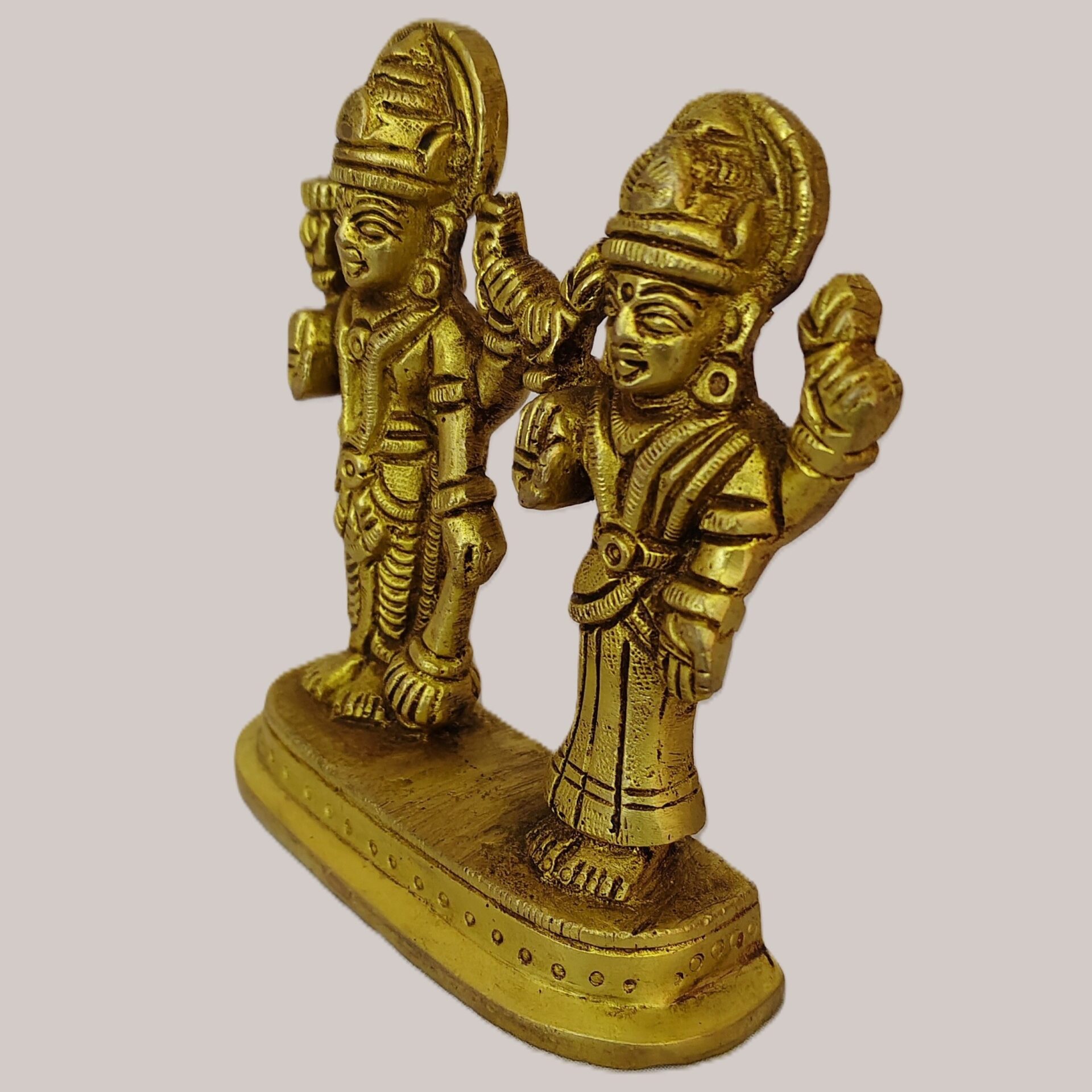 Handcrafted Brass Lakshmi Narayan Idol Standing Together | Vastu Vishnu Lakshmi Murti for Home Temple, Pooja Room, Wealth Prosperity & Auspicious Couple Gifting - Image 3
