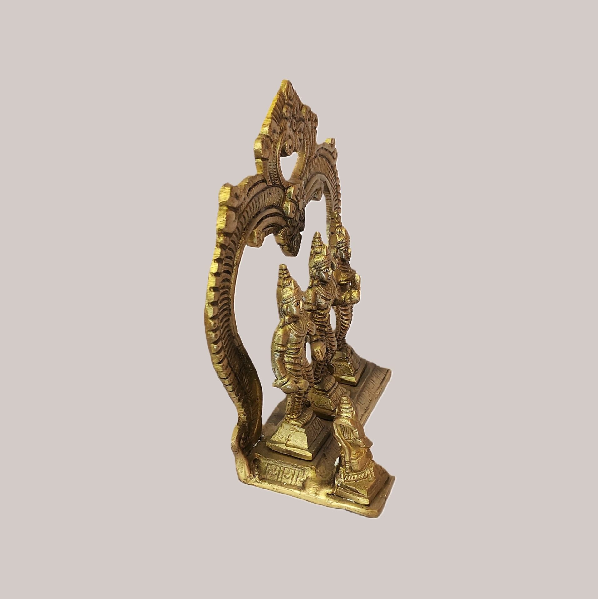 Handcrafted Brass Ram Darbar Idol with Prabhavali Arch | Vastu Ram Lakshman Sita Hanuman Murti for Home Temple, Pooja Room & Auspicious Devotional Gifting - Image 2