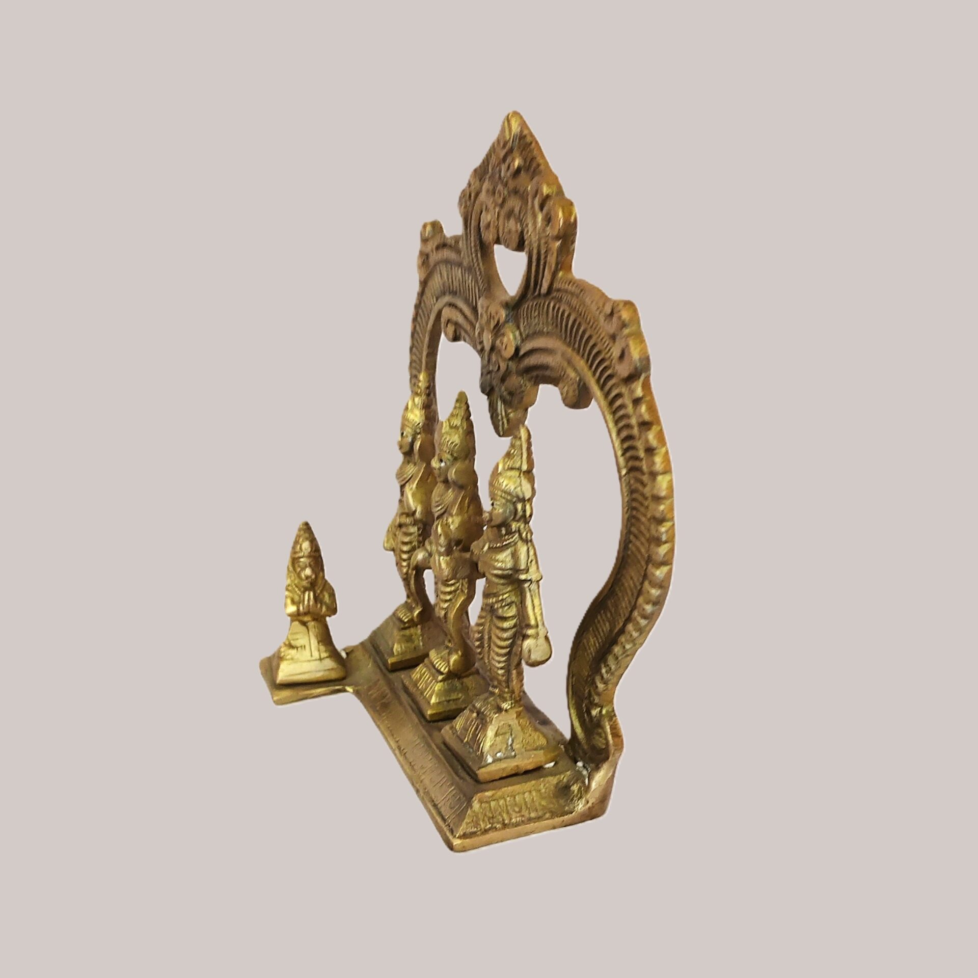 Handcrafted Brass Ram Darbar Idol with Prabhavali Arch | Vastu Ram Lakshman Sita Hanuman Murti for Home Temple, Pooja Room & Auspicious Devotional Gifting - Image 3