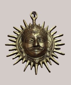 Brass Surya Dev Wall Hanging | Sun God Face Metal Wall Decor | Antique Finish Brass Sun Wall Art | Vastu Decor for Home Entrance, Living Room & Office