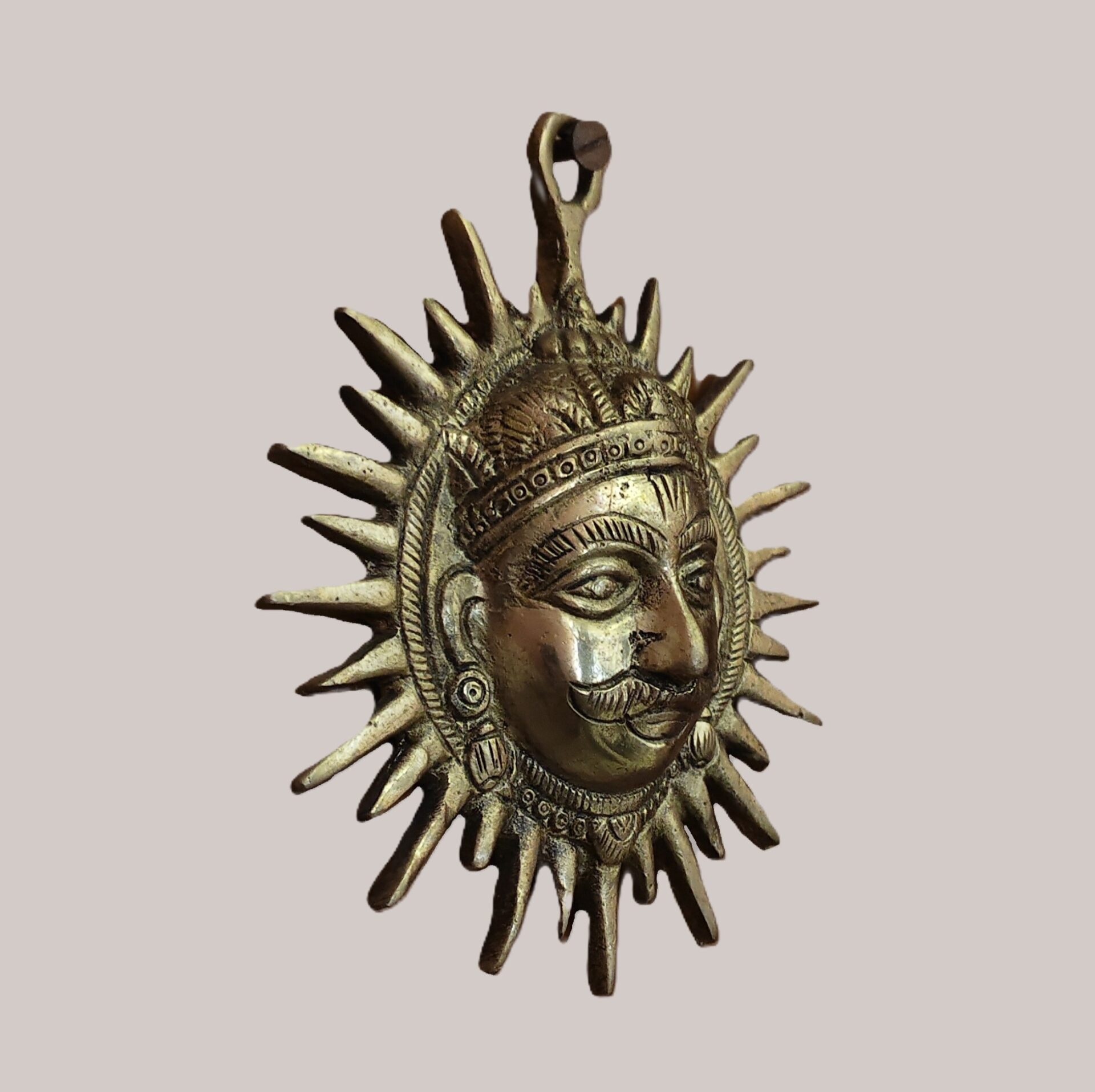 Brass Surya Dev Wall Hanging | Sun God Face Metal Wall Decor | Antique Finish Brass Sun Wall Art | Vastu Decor for Home Entrance, Living Room & Office - Image 4