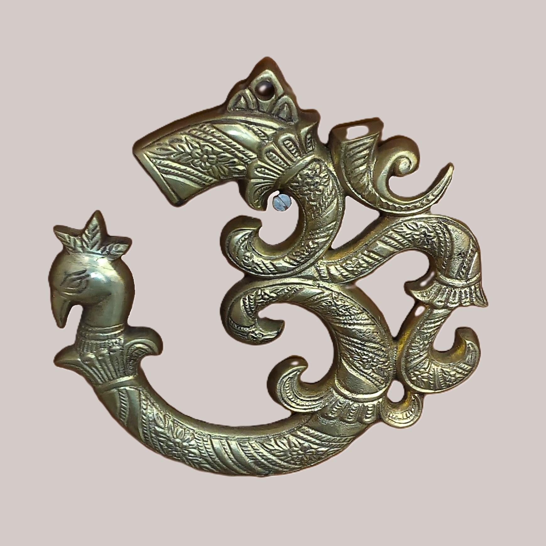 Brass Om Wall Decor with Peacock Design | Aum Symbol Hanging | Vastu Spiritual Wall Art | Handcrafted Home Décor Accent - Image 3