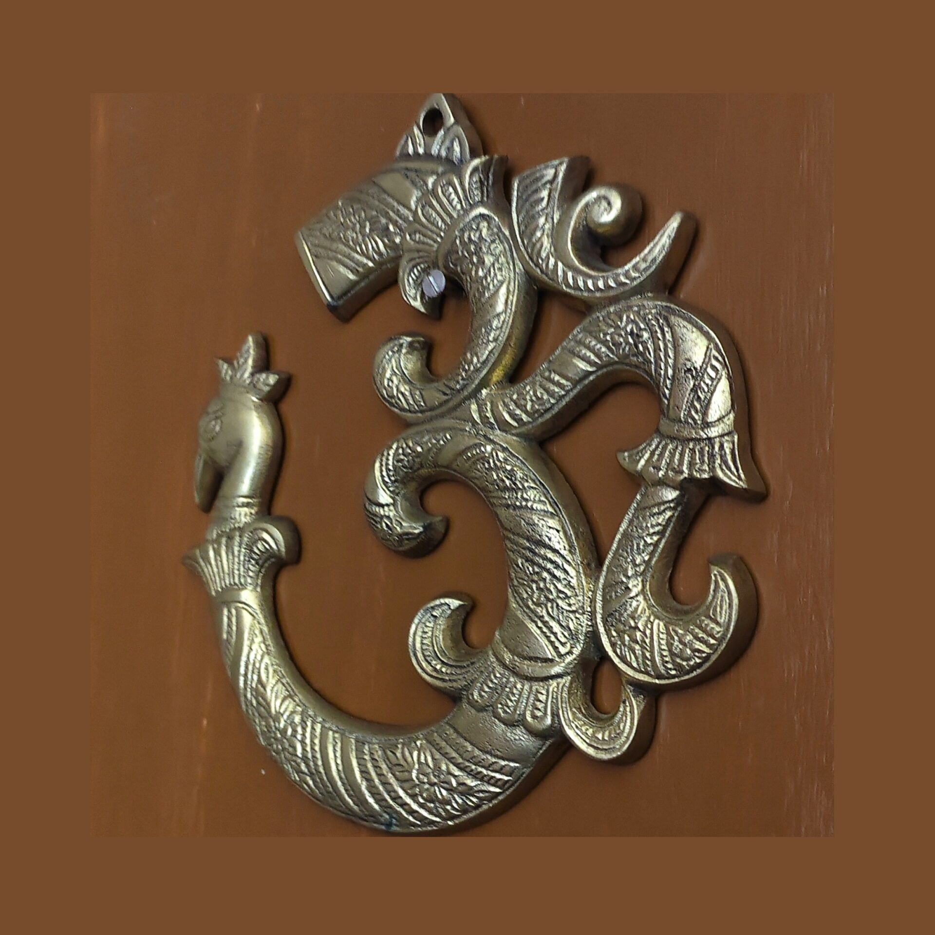 Brass Om Wall Decor with Peacock Design | Aum Symbol Hanging | Vastu Spiritual Wall Art | Handcrafted Home Décor Accent - Image 4