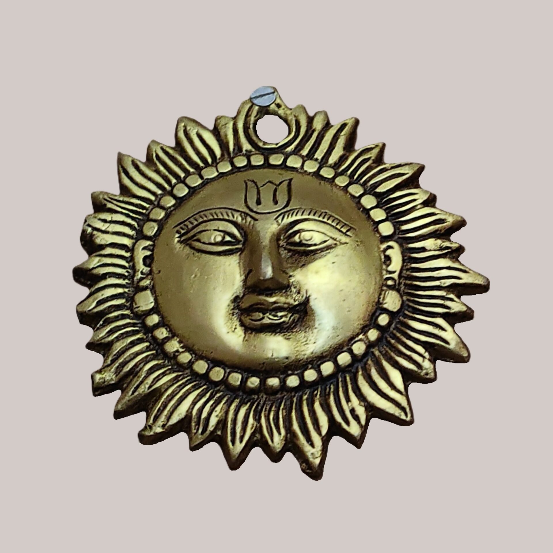 Brass Sun Wall Hanging Decor | Antique Finish Metal Sunburst Wall Art | Decorative Surya Face Style for Home, Office, Entrance & Vastu Decor - Image 4