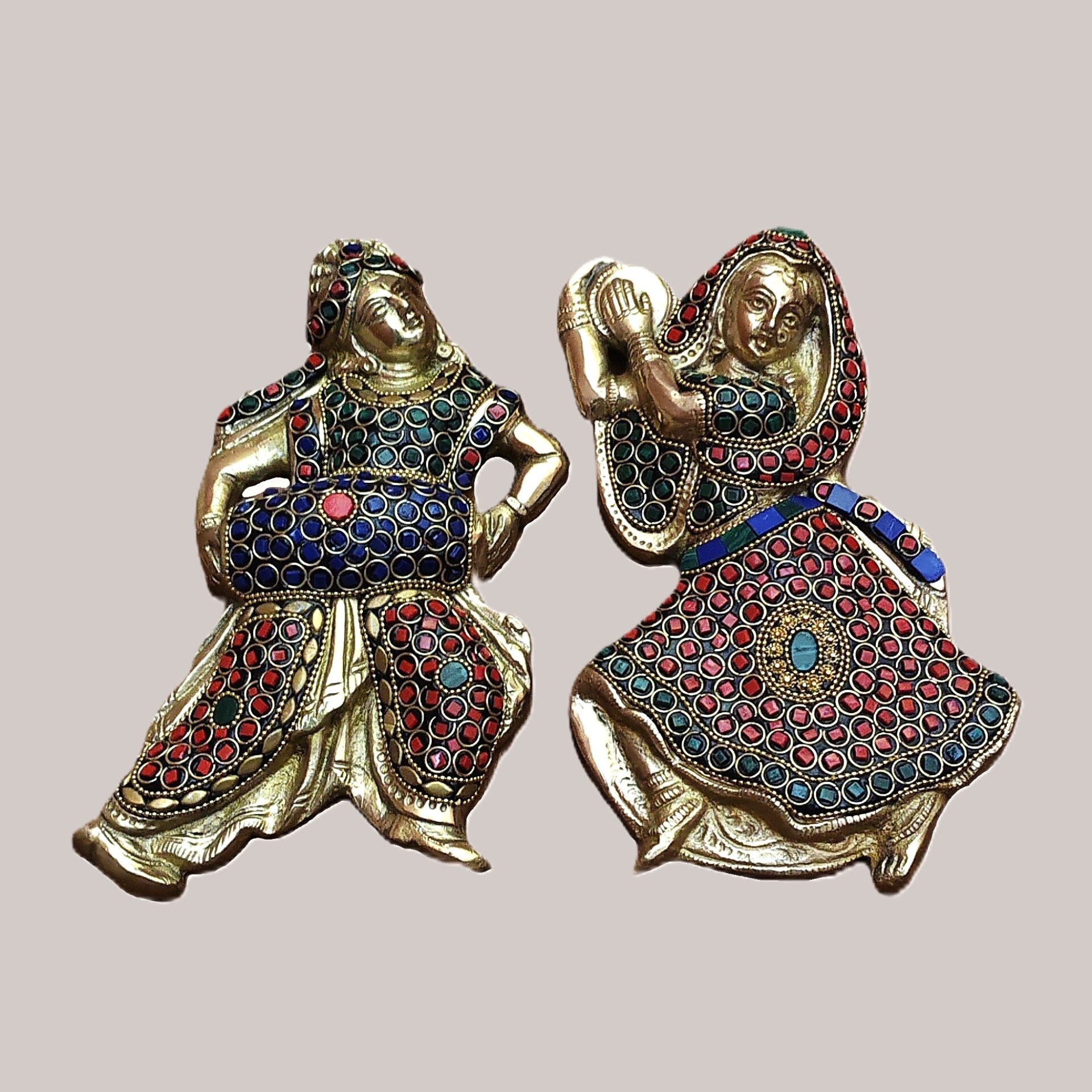 Handcrafted Brass Musician & Dancer Wall Hanging | Traditional Indian Art Décor | Vintage Ethnic Home Accent - Image 2