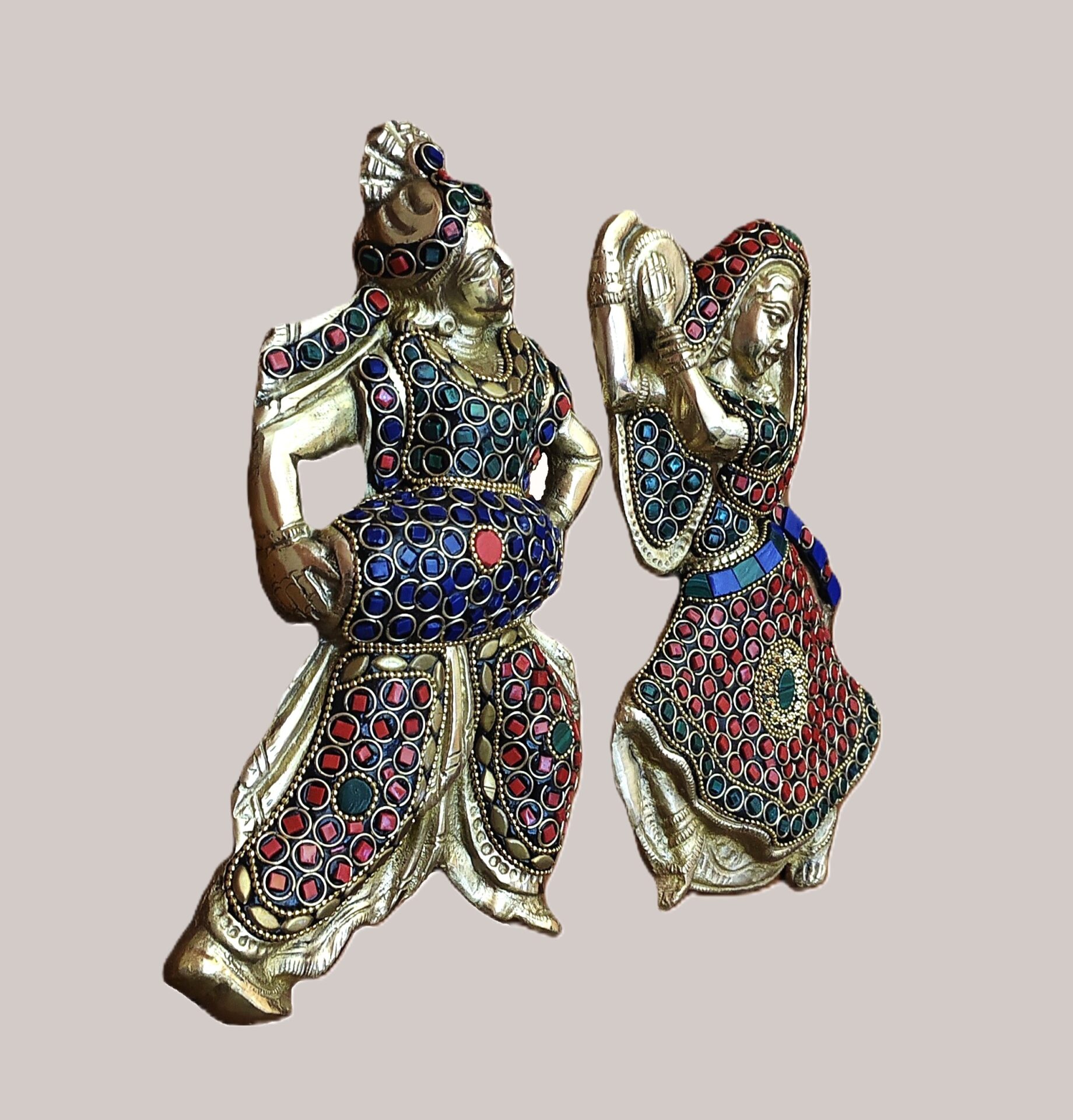 Handcrafted Brass Musician & Dancer Wall Hanging | Traditional Indian Art Décor | Vintage Ethnic Home Accent - Image 3