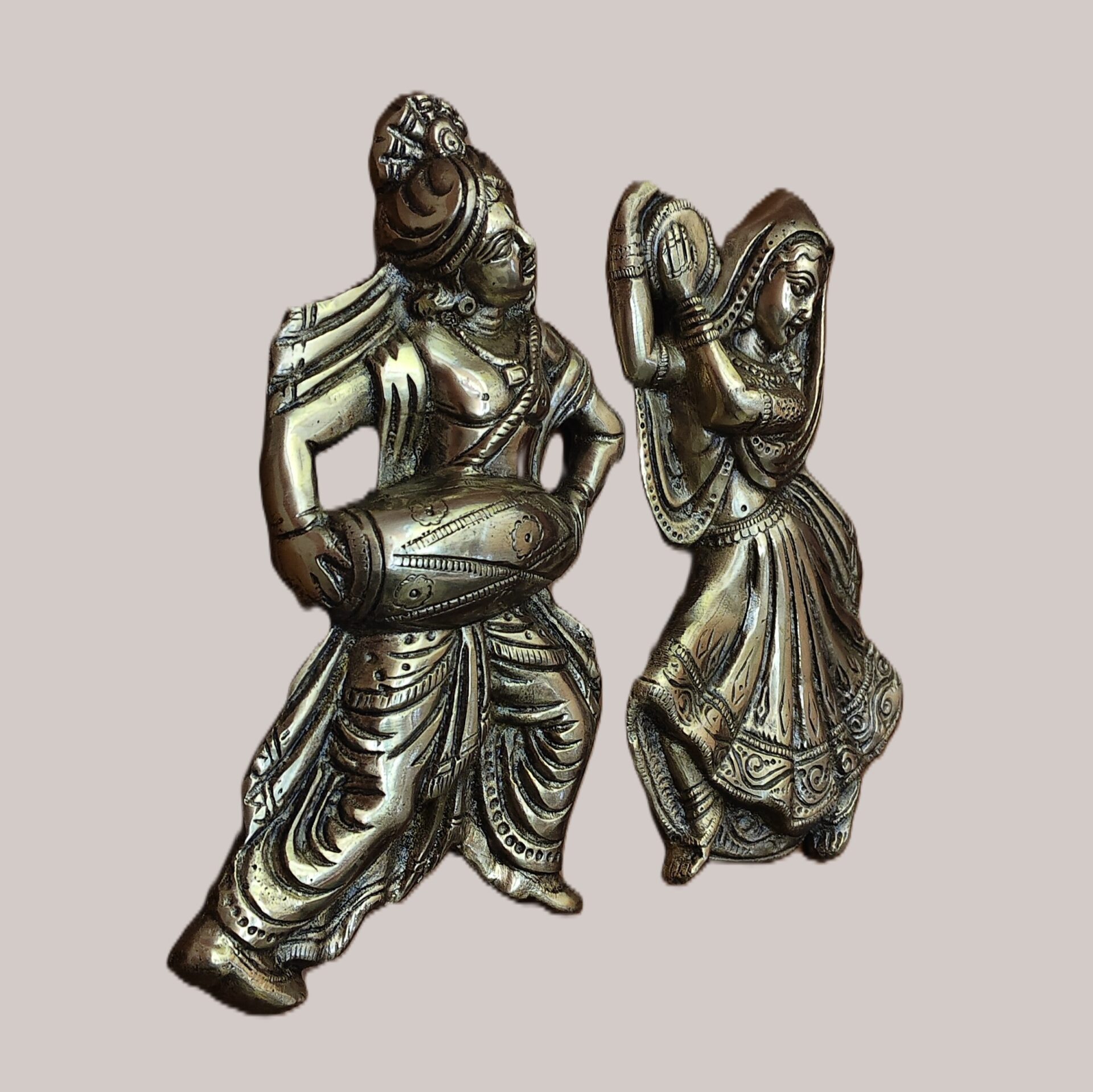 Handcrafted Brass Musician & Dancer Wall Hanging | Traditional Indian Art Décor | Vintage Ethnic Home Accent - Image 6