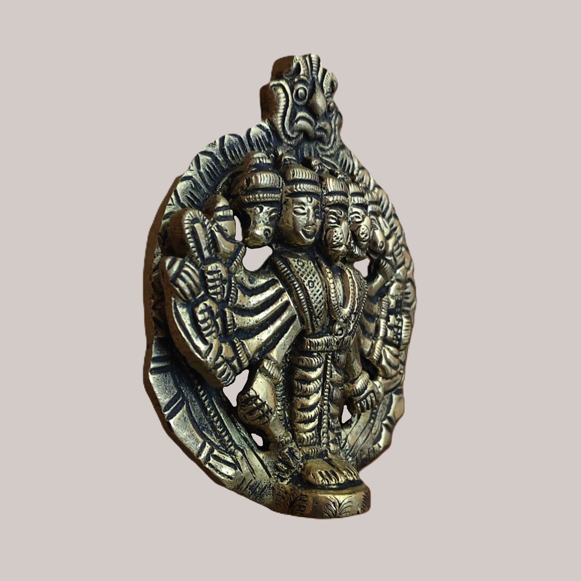 Handcrafted Brass Panchmukhi Hanuman Wall Hanging | Vastu Five Faced Hanuman Idol with Kirtimukha for Main Door Protection, Courage & Evil Eye Removal - Image 3