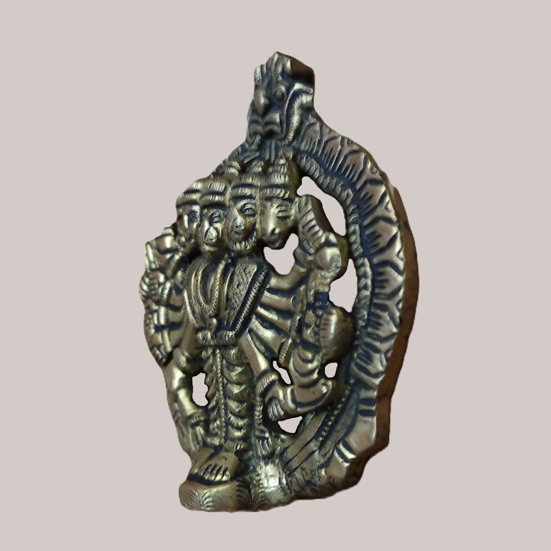 Handcrafted Brass Panchmukhi Hanuman Wall Hanging | Vastu Five Faced Hanuman Idol with Kirtimukha for Main Door Protection, Courage & Evil Eye Removal - Image 4
