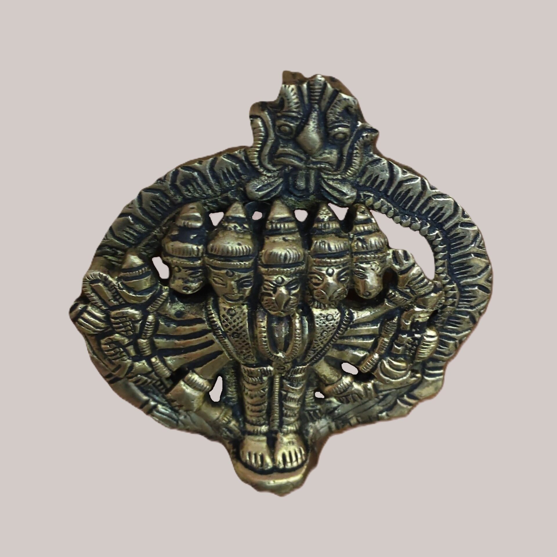 Handcrafted Brass Panchmukhi Hanuman Wall Hanging | Vastu Five Faced Hanuman Idol with Kirtimukha for Main Door Protection, Courage & Evil Eye Removal - Image 5