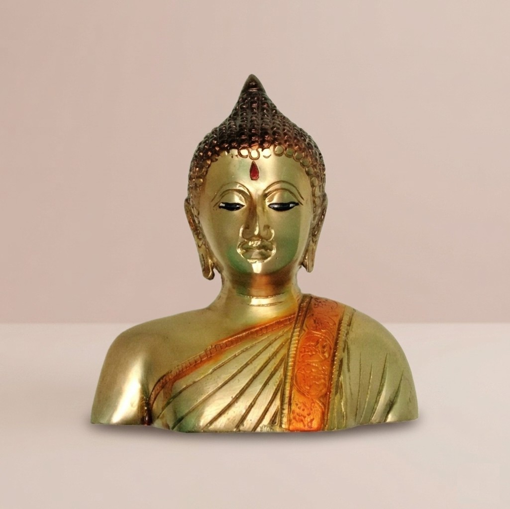 Buddha Ji Bust Idol | Metal Statue | Lord Budhha Sculpture | for Home, Office, Puja | Religious Figurines | Decorative Murti Gift Showpiece