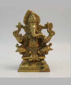 Handcrafted Brass Lord Ganesha Idol in Sitting Pose with Mouse | Vastu Ganpati Murti for Home, Office, Pooja Room Decor & Auspicious Gifting