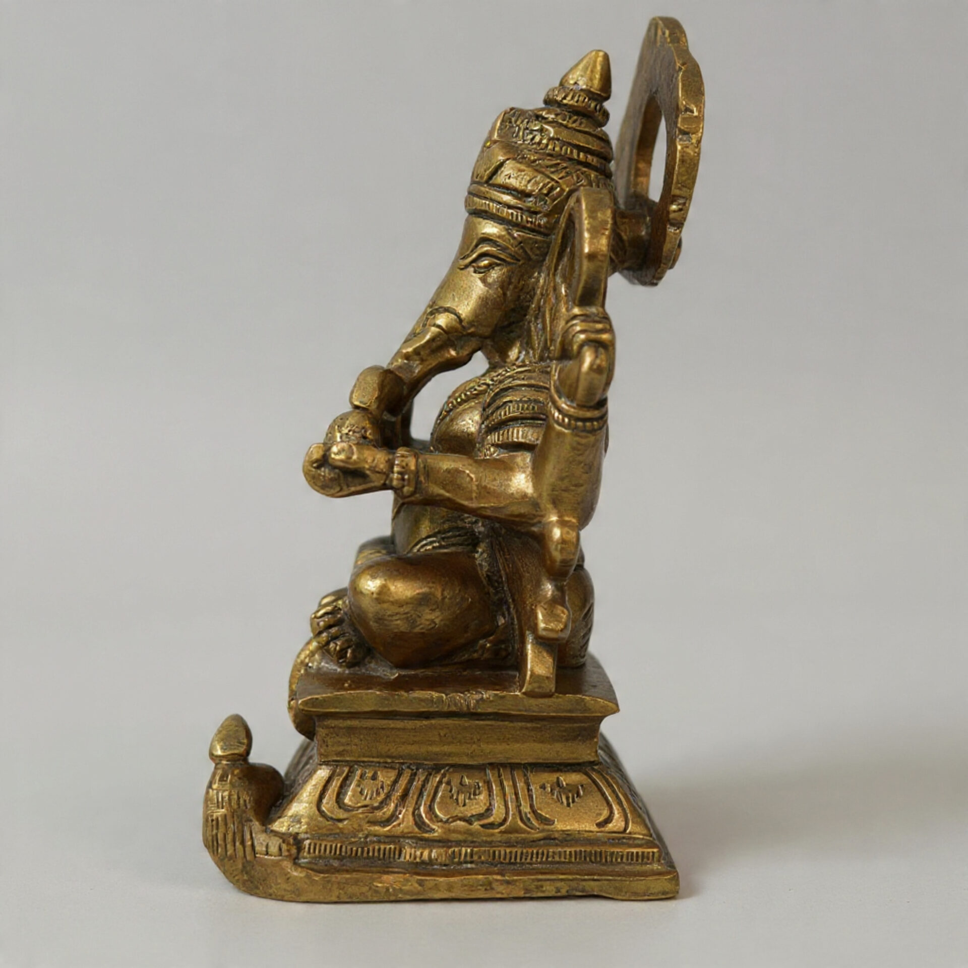 Handcrafted Brass Lord Ganesha Idol in Sitting Pose with Mouse | Vastu Ganpati Murti for Home, Office, Pooja Room Decor & Auspicious Gifting - Image 5
