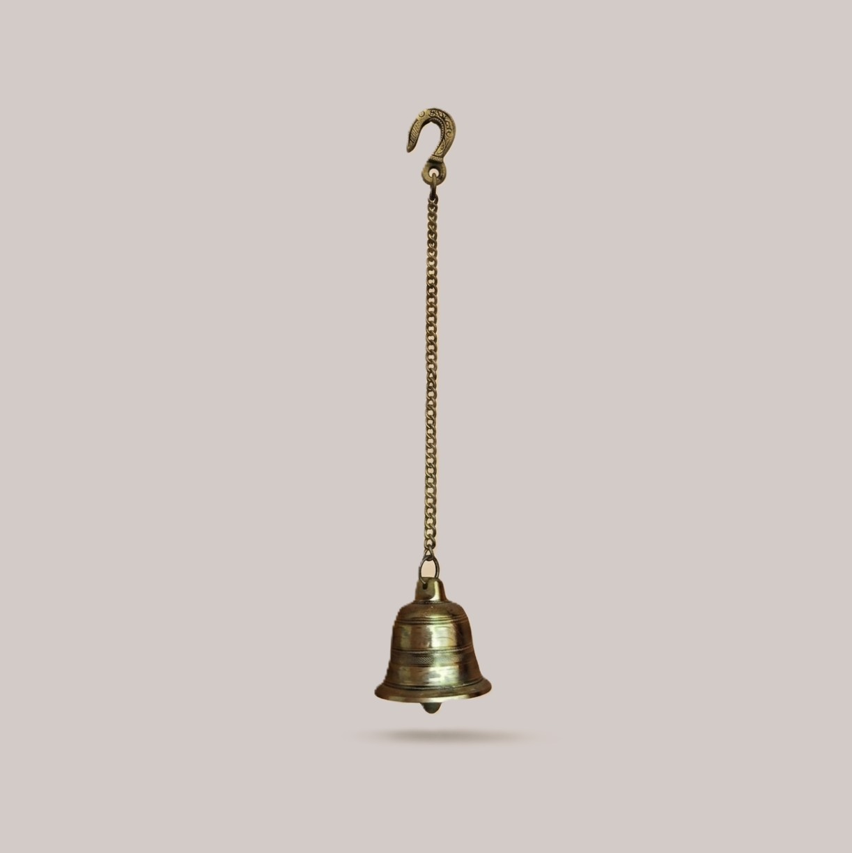Hand-Engraved Brass Hanging Temple Bell with Chain | Traditional Mandir Ghanti for Pooja Room, Home Entrance & Auspicious Vastu Decor Gift - Image 3
