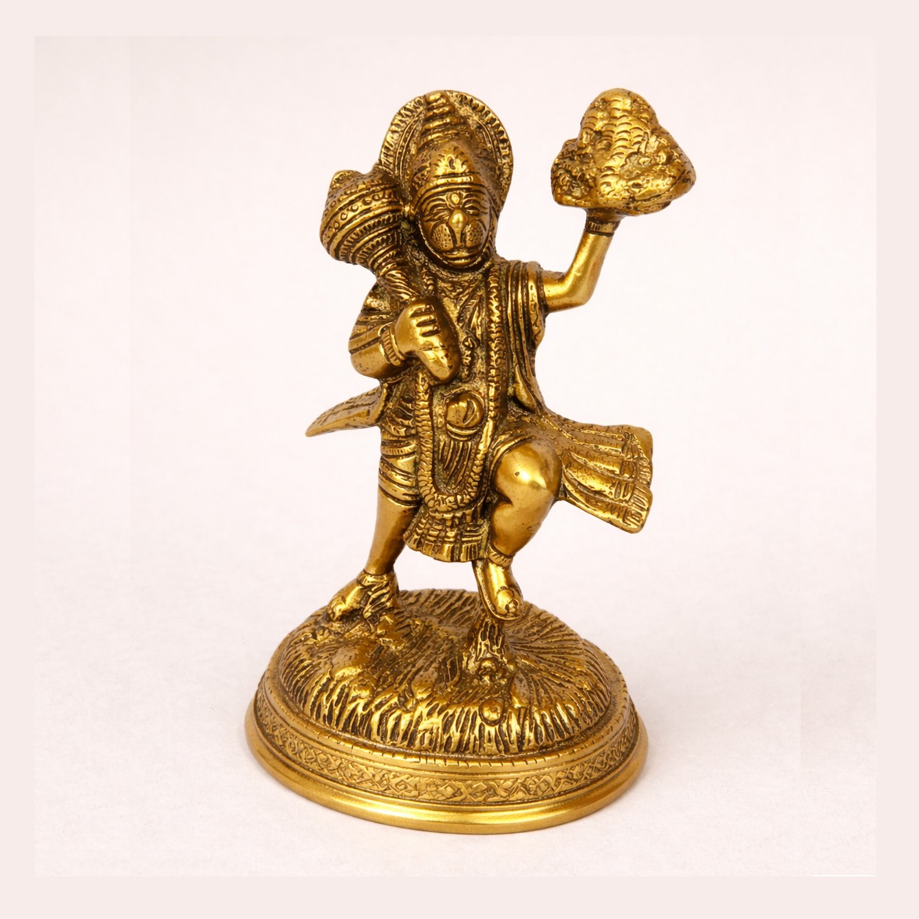 Hanuman Ji Carrying Sanjeevani Parvat Brass Idol | Antique Murti | Hindu God Statue for Puja Room, Home Décor & Gifting