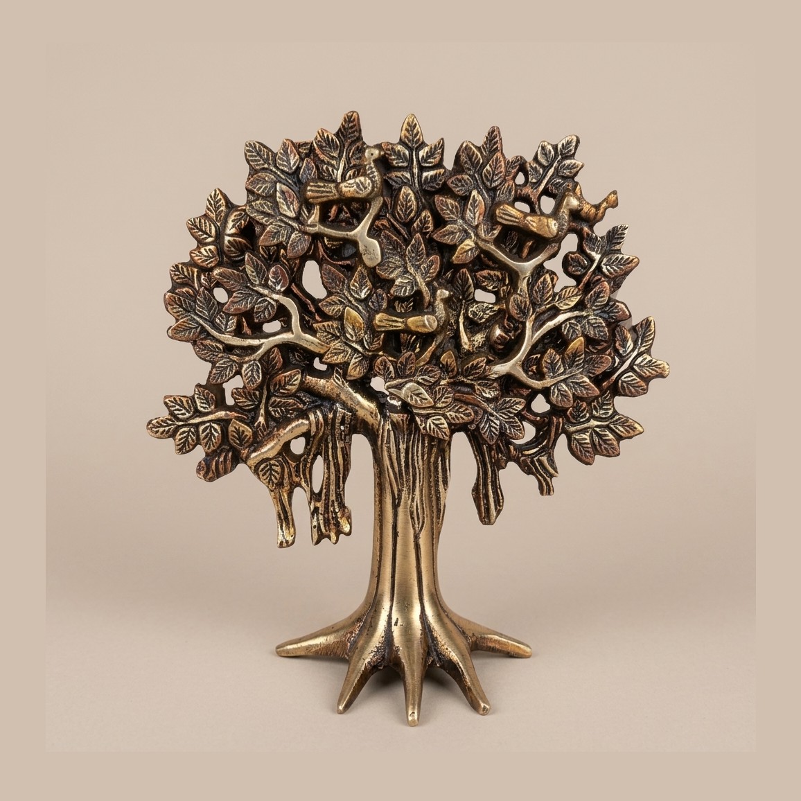 Divine Brass Tree of Life | Kalpavriksha Wall Art for Good Luck & Wealth | Elegant Vastu Feng Shui Decor for Home & Office | Antique Finish