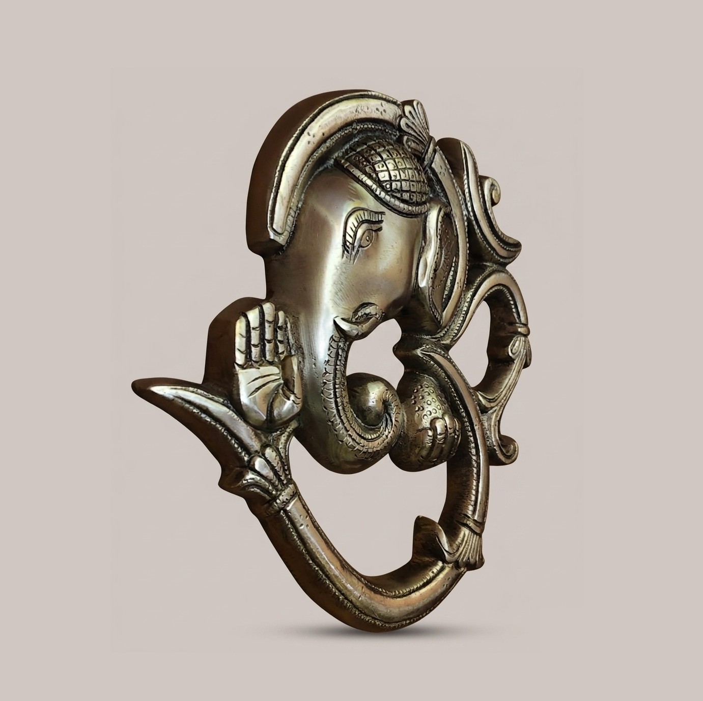Handcrafted Brass Om Ganesh Wall Hanging | Vastu Ganesha Integrated in Om Symbol for Main Door, Home Entrance, Pooja Decor & Auspicious New Beginnings - Image 4