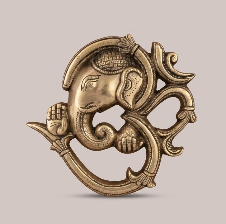Handcrafted Brass Om Ganesh Wall Hanging | Vastu Ganesha Integrated in Om Symbol for Main Door, Home Entrance, Pooja Decor & Auspicious New Beginnings - Image 2