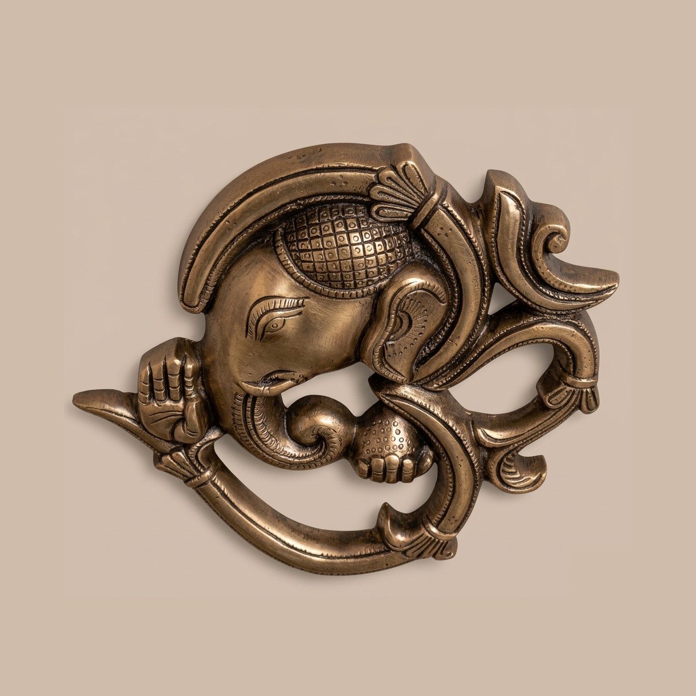 Handcrafted Brass Om Ganesh Wall Hanging | Vastu Ganesha Integrated in Om Symbol for Main Door, Home Entrance, Pooja Decor & Auspicious New Beginnings - Image 5