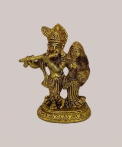 Handcrafted Small Brass Radha Krishna Idol | Vastu Divine Love Couple Murti for Car Dashboard, Home Temple, Marriage Harmony, Janmashtami Decor & Wedding Gift