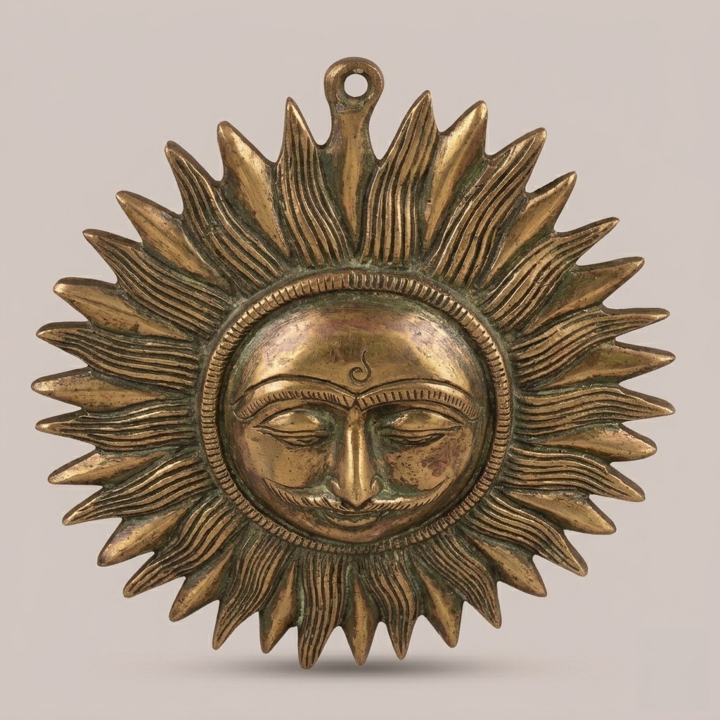 Brass Sun Wall Hanging Decor | Antique Finish Metal Sunburst Wall Art | Decorative Surya Face Style for Home, Office, Entrance & Vastu Decor - Image 4